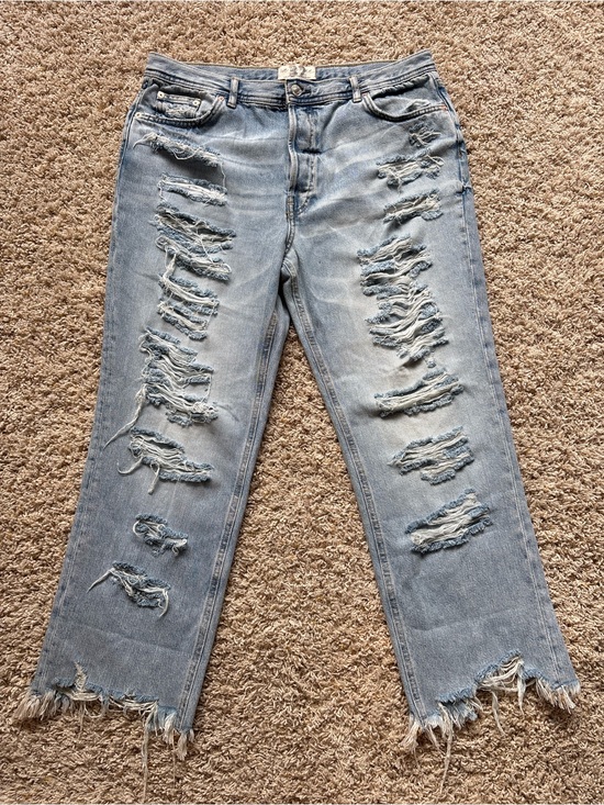 Free People Denim - We The Free Free People Maggie Super Shredded Destroyed Light Blue Jeans Sz 32